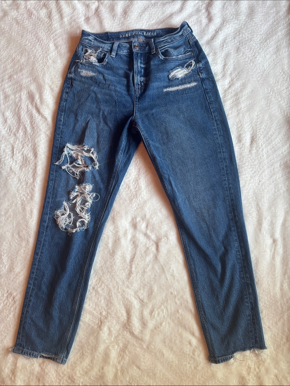 American Eagle Outfitters Ripped Dark Blue Mom Jeans